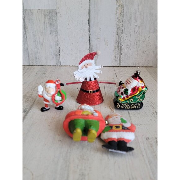 Snowman glitter sleigh variety rustic ornament Xmas set - Picture 2 of 10